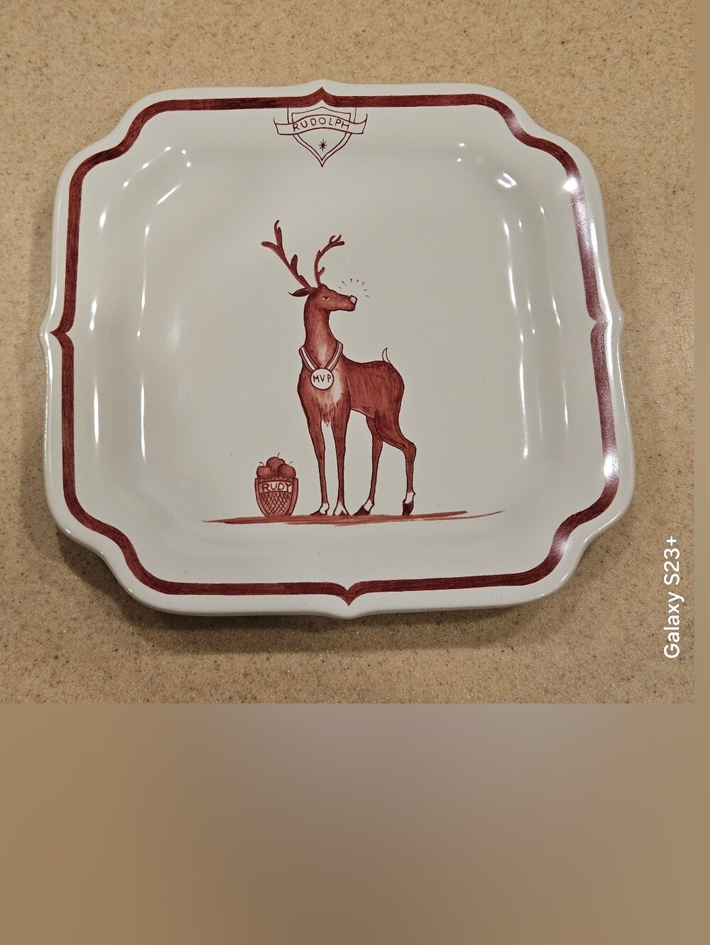 RARE JULISKA REINDEER GAMES RUDOLPH CHRISTMAS ACCENT SALAD PLATE
